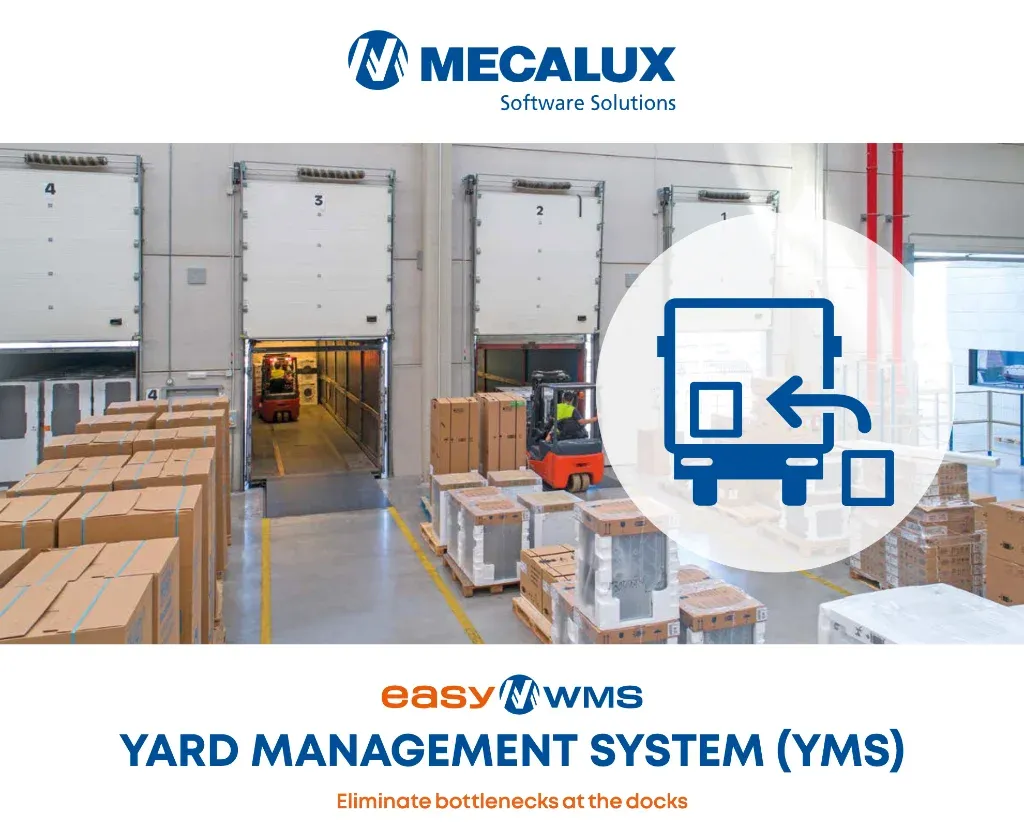 Mecalux Easy WMS Yard Management System overview highlighting dock door assignment and loading dock bottleneck elimination
