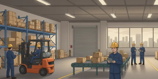 Workers managing a warehouse