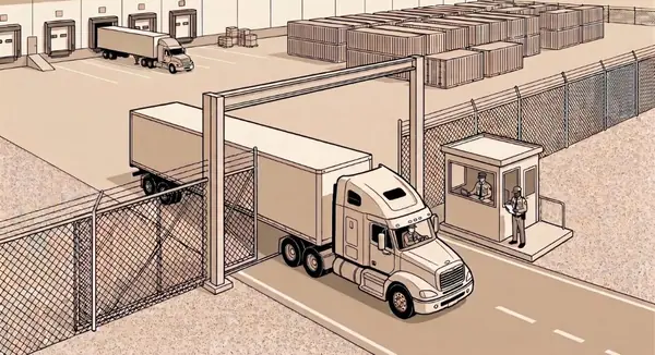 Distribution center loading docks and freight buffer yards
